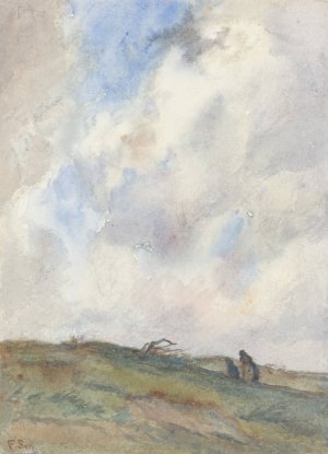 Duinlandschap bij storm met twee figuren by Frans Smissaert Oil Painting