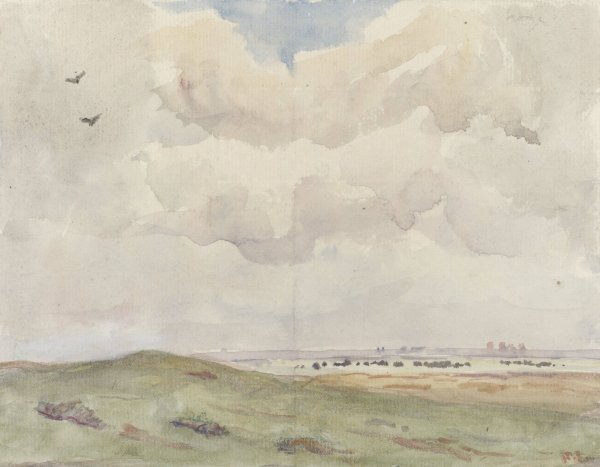 Duinlandschap met kudde  by Frans Smissaert - Hand-Painted Oil Painting Reproduction