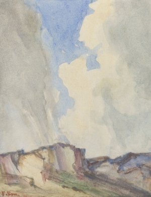 Duinlandschap met zandafgraving onder stormachtige lucht by Frans Smissaert Oil Painting