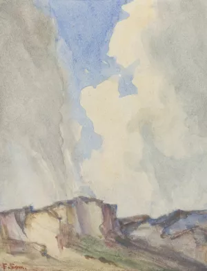 Duinlandschap met zandafgraving onder stormachtige lucht by Frans Smissaert Oil Painting
