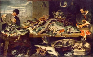 Fish Shop by Frans Snyders - Oil Painting Reproduction