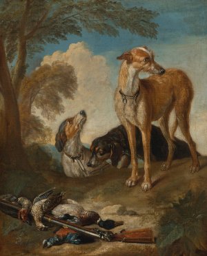 Three Hunting Dogs In A Landscape by Frans Snyders Oil Painting