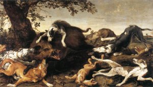 Wild Boar Hunt Oil painting by Frans Snyders
