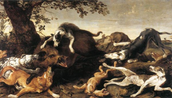 Wild Boar Hunt by Frans Snyders - Hand-Painted Oil Painting Reproduction