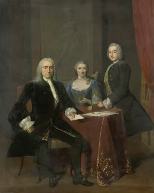 Family Group in an Interior by Frans Van Der Mijn Oil Painting
