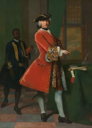 Portrait of Jan Pranger and an Enslaved Servant by Frans Van Der Mijn Oil Painting