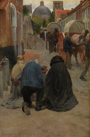 Arrival of the Procession by Frans Van Leemputten Oil Painting