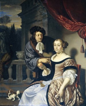 A Man and a Woman by Frans Van Mieris The Elder Oil Painting
