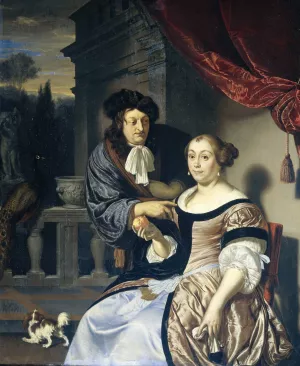 A Man and a Woman by Frans Van Mieris The Elder Oil Painting