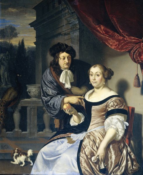A Man and a Woman  by Frans Van Mieris The Elder - Hand-Painted Oil Painting Reproduction