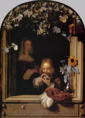 Boy Blowing Bubbles by Frans Van Mieris The Elder - Oil Painting Reproduction