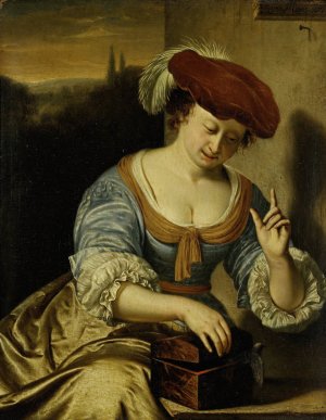 Escaped Bird; Allegory of Chastity by Frans Van Mieris The Elder Oil Painting