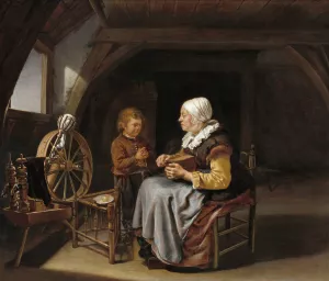 Saying Grace by Frans Van Mieris The Elder Oil Painting