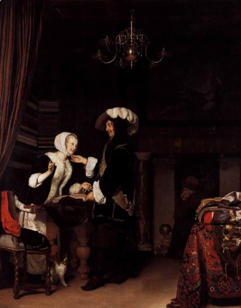 The Cloth Shop by Frans Van Mieris The Elder - Hand-Painted Oil Painting Reproduction