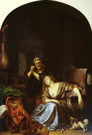 The Death of Lucretia by Frans Van Mieris The Elder Oil Painting