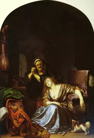 The Death of Lucretia Oil painting by Frans Van Mieris The Elder