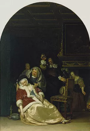 The Doctors' visit by Frans Van Mieris The Elder - Oil Painting Reproduction