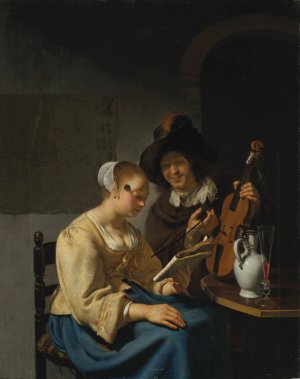 The Music Lesson by Frans Van Mieris The Elder Oil Painting