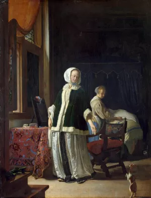 Young Woman in the Morning by Frans Van Mieris The Elder - Oil Painting Reproduction