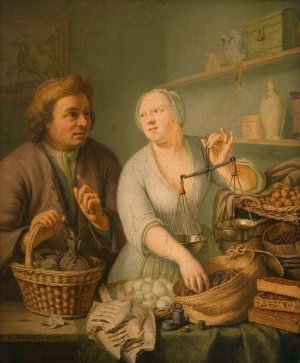 At the Market by Frans Van Mieris The Younger Oil Painting