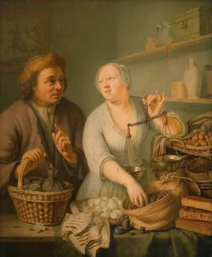 At the Market by Frans Van Mieris The Younger Oil Painting