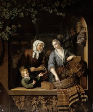 The Grocer's Shop by Frans Van Mieris The Younger Oil Painting
