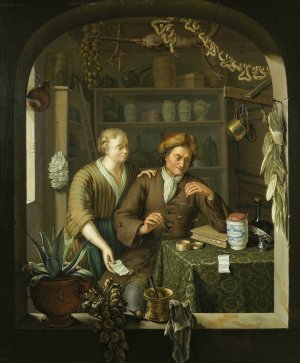 The Pharmacist by Frans Van Mieris The Younger Oil Painting