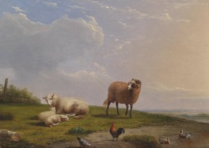 Schafe in Landschaft by Frans Van Severdonck Oil Painting