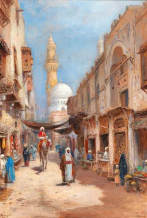 Bazaar in Cairo by Frans Wilhelm Odelmark Oil Painting