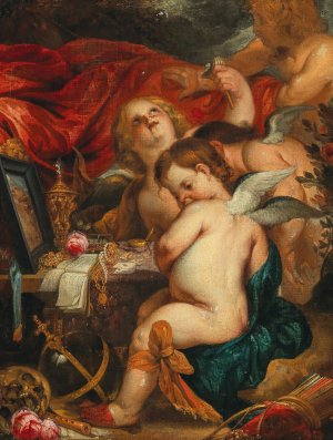 A Vanitas with Putti by Frans Wouters Oil Painting