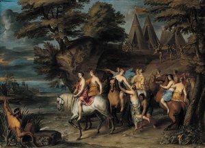 Cloelia and Her Companions Escaping from the Etruscans by Frans Wouters Oil Painting
