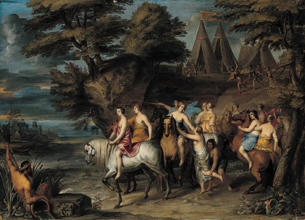 Main Product Photo of Cloelia and Her Companions Escaping from the Etruscans Painting by Frans Wouters