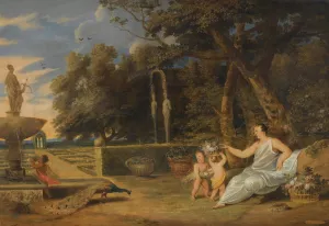 Flora With Three Putti In A Garden by Frans Wouters Oil Painting