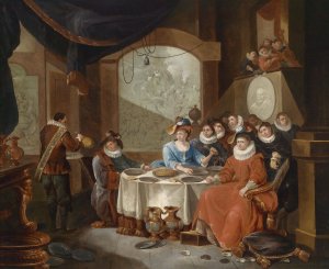 Elegante Gesellschaft bei einem festlichen Essen by Frans Xaver Hendrick Verbeeck Oil Painting