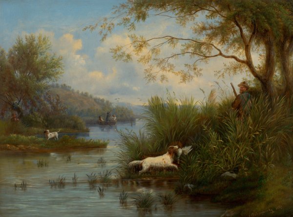 Wild Duck Hunt  by Frantisek Belopotocky - Hand-Painted Oil Painting Reproduction