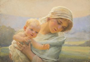 Mother with a Child by Frantisek Dvorak Oil Painting