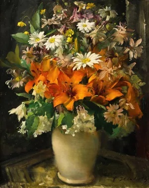 Flowers in a Vase by Frantisek Hladik Flowers in a Vase by Frantisek Hladik Oil Painting