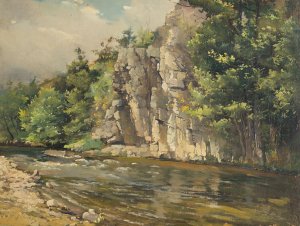 Rocks above the River by Frantisek Hladik Oil Painting