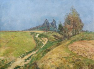 Spring beneath Trosky by Frantisek Kavan Oil Painting