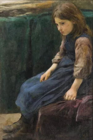 A Sitting Girl by Frantisek Sindelar Oil Painting