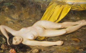 Woman with a Rose Oil painting by Frantisek Sindelar