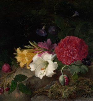 Still Life with Flowers by Frants Diderik Boe Oil Painting