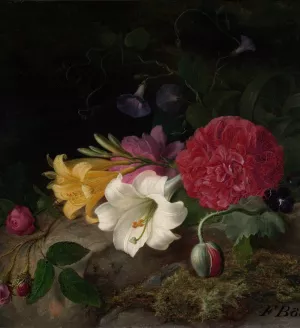 Still Life with Flowers by Frants Diderik Boe Oil Painting