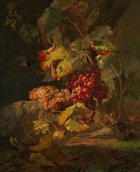 Still Life with Grapes  by Frants Diderik Boe - Hand-Painted Oil Painting Reproduction