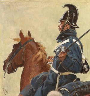En dragon pa vagt by Frants Henningsen Oil Painting