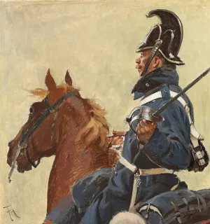 En dragon pa vagt by Frants Henningsen Oil Painting