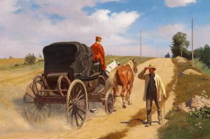 Pa en landevej by Frants Henningsen Oil Painting