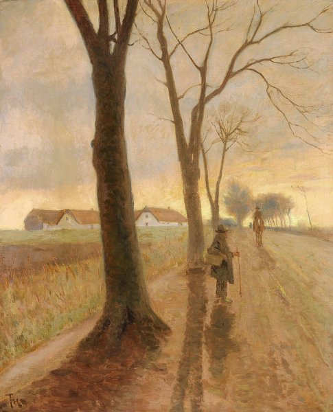 To maend pa en landvej by Frants Henningsen - Hand-Painted Oil Painting Reproduction