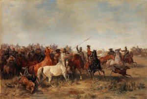 A Herd of Horses by Franz Adam Oil Painting