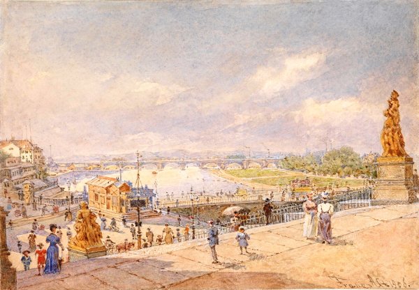 Dresden Stiege zur Bruhlschen Terrasse  by Franz Alt - Hand-Painted Oil Painting Reproduction